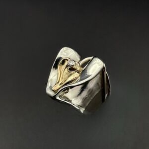 Israel Hagit‎ Gorali Diamond Accent 14K Yellow Gold Sterling Silver Heart Ring